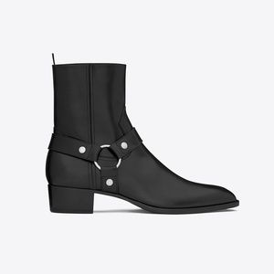 Saint Laurent Wyatt Harness Boots in Smooth Leather